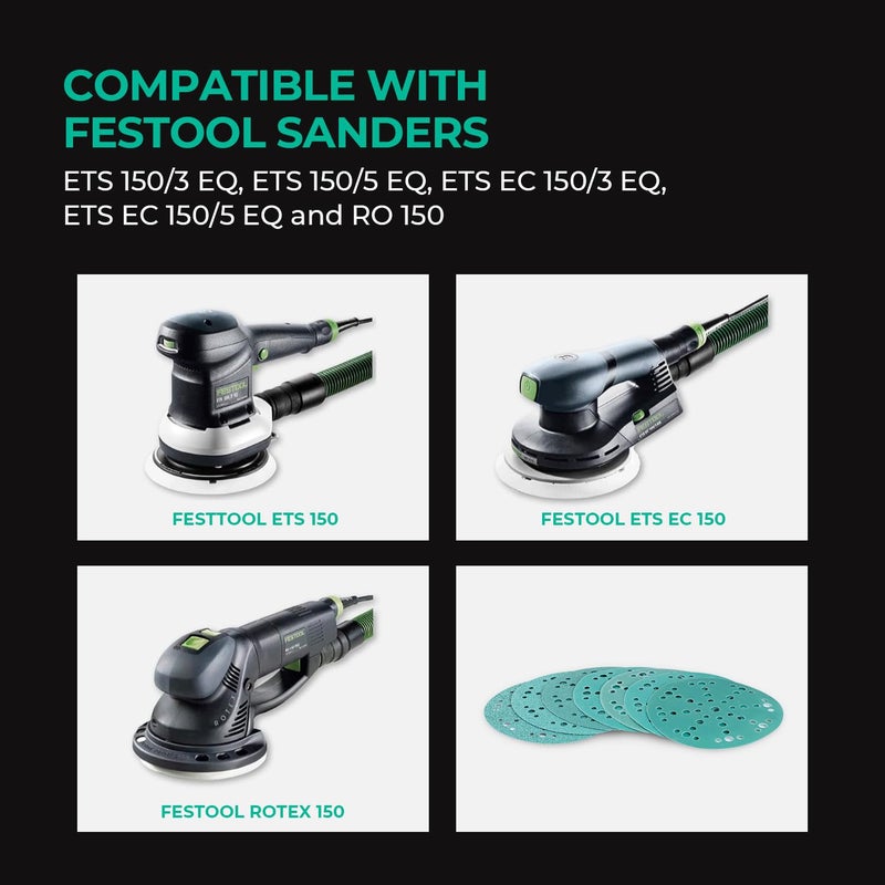 toolant 6 Inch 49 Hole 120 Grit Sanding Disc, Hook and Loop Film Backing Sanding Discs Compatible with Festool Sanders by - 50 Pack - Image 2